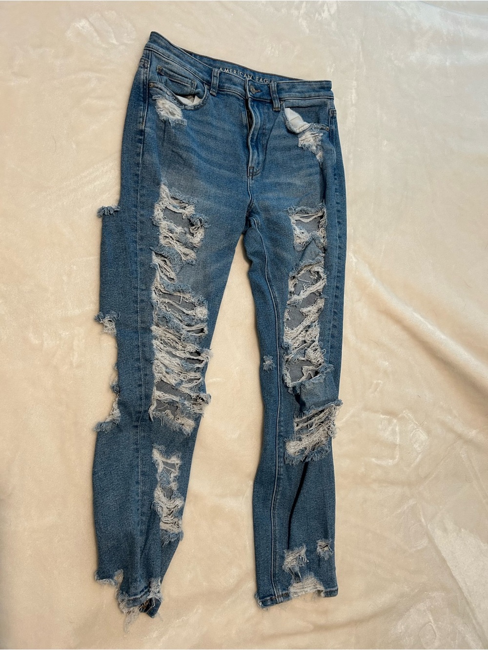 American Eagle Outfitters Blue Ripped Skinny Jeans